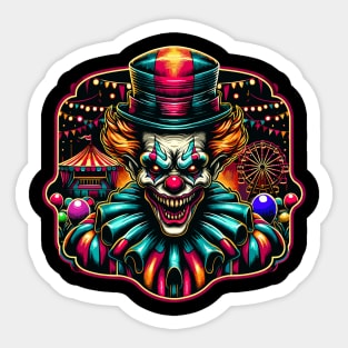 Carnival Clown: Eerie Vector Illustration Sticker
